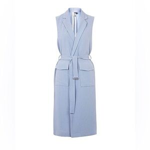 Topshop Premium Sleeveless Duster Coat in Blue